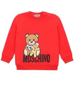 Красный свитшот с принтом медвежонок с печеньем детский Moschino