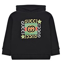 Черная толстовка худи с логотипом детская Gucci