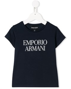 Футболка с короткими рукавами и блестящим логотипом Emporio armani kids