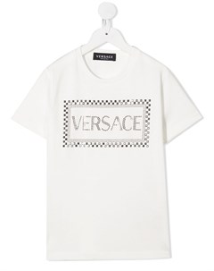 Футболка с кристаллами и логотипом Versace kids